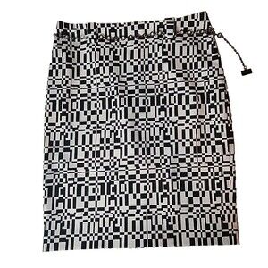 Ideology Womans Geometric Black White Straight Lined Skirt Knee Length Size 6
